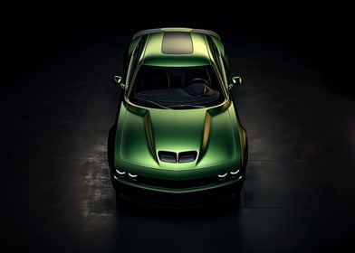 Green Dodge Challenger car