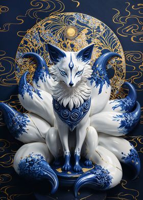 Porcelain Nine Tailed Fox