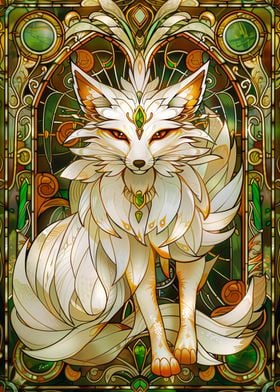 Fox Kitsune Stain Glass