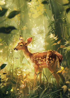 Fawn in Sunlit Glade