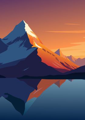 snowy mountain sunset