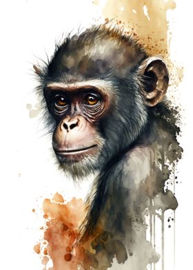 Monkey in watercolor