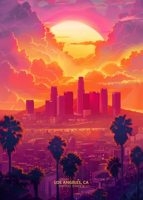 Sunset in Los Angeles City