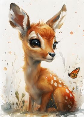 Baby Gazelle and Butterfly