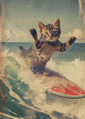 Surfing cat