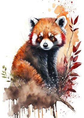 Red panda in watercolor