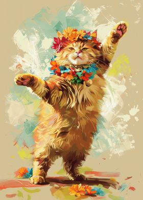 Cat with garland of flower