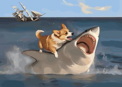 Funny Dog Biting Shark