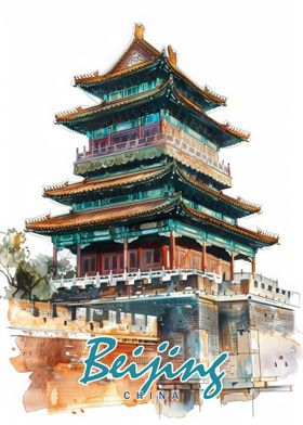 Beijing City Watercolor