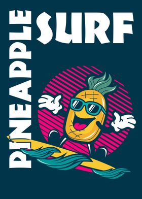 pineapple mascot surfing