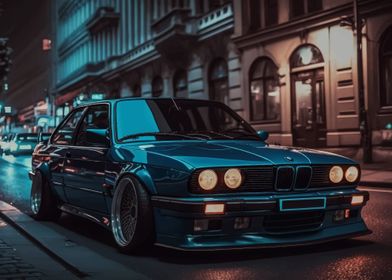 BMW E30 M3 city night