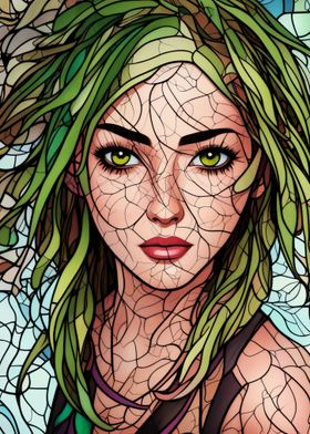 Stained Glass Art Girl