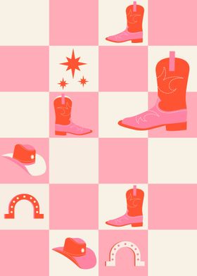 Pink Cowgirl Checkered