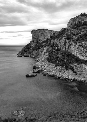 Black and white cliffs sea