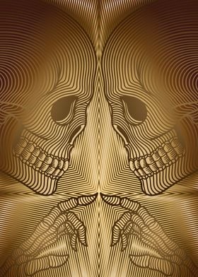 Golden Symmetrical Skulls