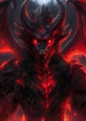 Red fiery Evil dragon