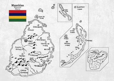 Handdrawn Mauritius Map