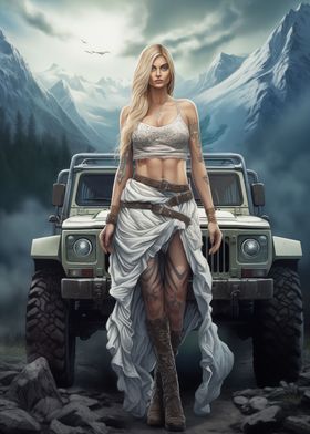 Scandinavian girl and SUV