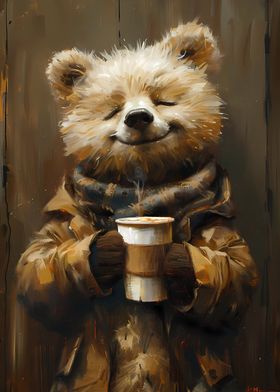 Baby Bear Drinking Coffee