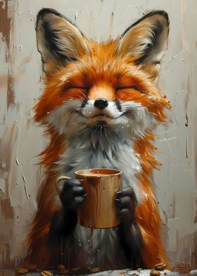 Smiling Fox with Coffee