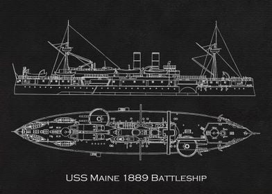 USS Maine 1889 Battleship