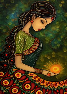 Rangoli Lady Wife Painting