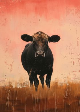 Cow in Pastel Field