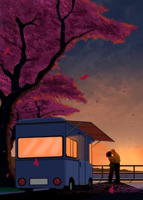 romantic sunset anime