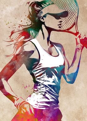 Tennis player sport art