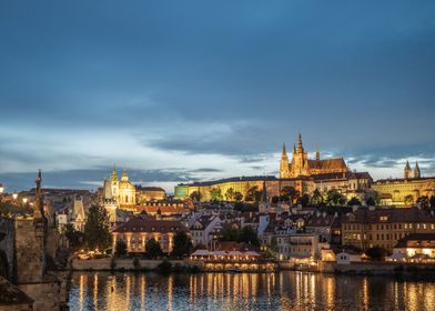 The Night Prague Skyline