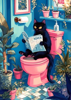 Black Cat in Toilet