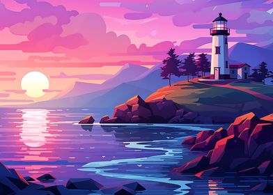 Lighthouse in the Sunset