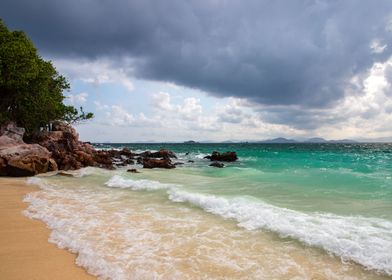 Sandy beach by the ocean