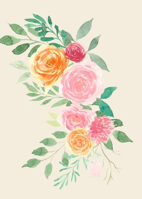 Watercolor floral bouquet