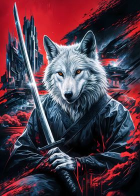 Wolf samurai japan