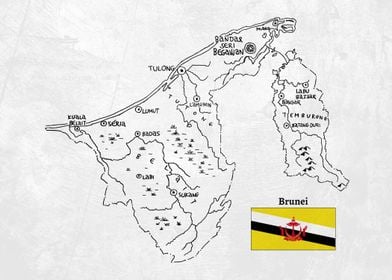 Handdrawn Map of Brunei