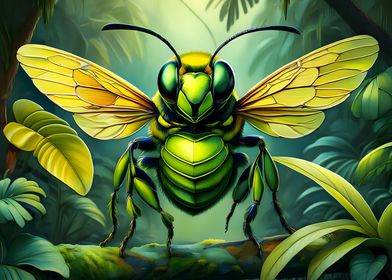 Green bee fantasy world