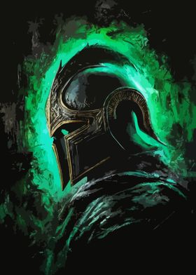 Green Black Spartan Helmet