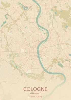 Cologne Germany City Map