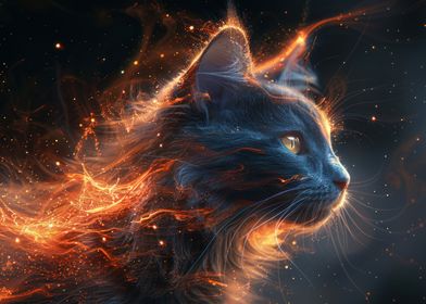 Cat Portrait In Flames