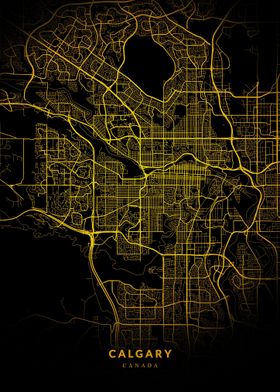 Calgary City Map Gold