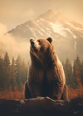 Grizzly bear art Mountains