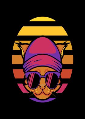 80s Style Neon Cat