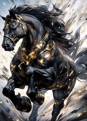 majestic black horse 