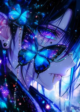 Blue Butterfly Anime Girl