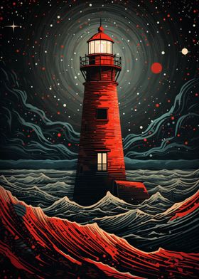 Lighthouse Night Sky