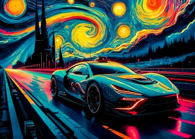 Car on a starry night