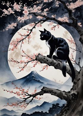 cherry blossom cat