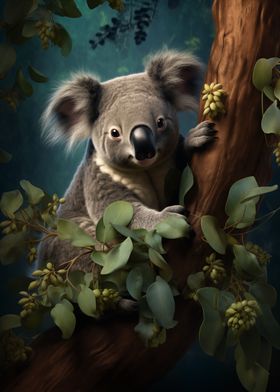 Cute koala on a branch