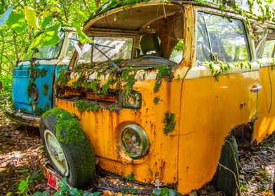 Yellow Vw combi bus